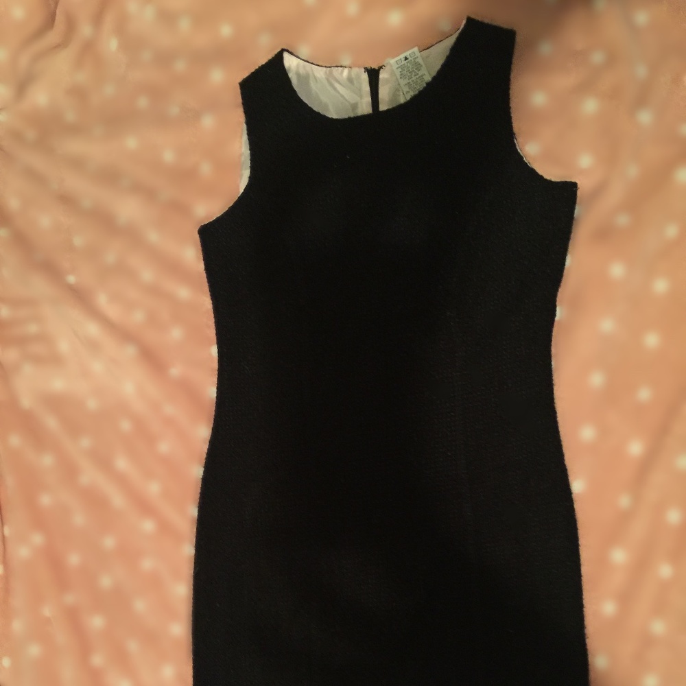Fitted original 60’s black tweed dress retro classic above the knee